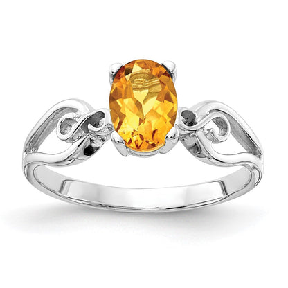 14K Weißgold Ring mit Citrin