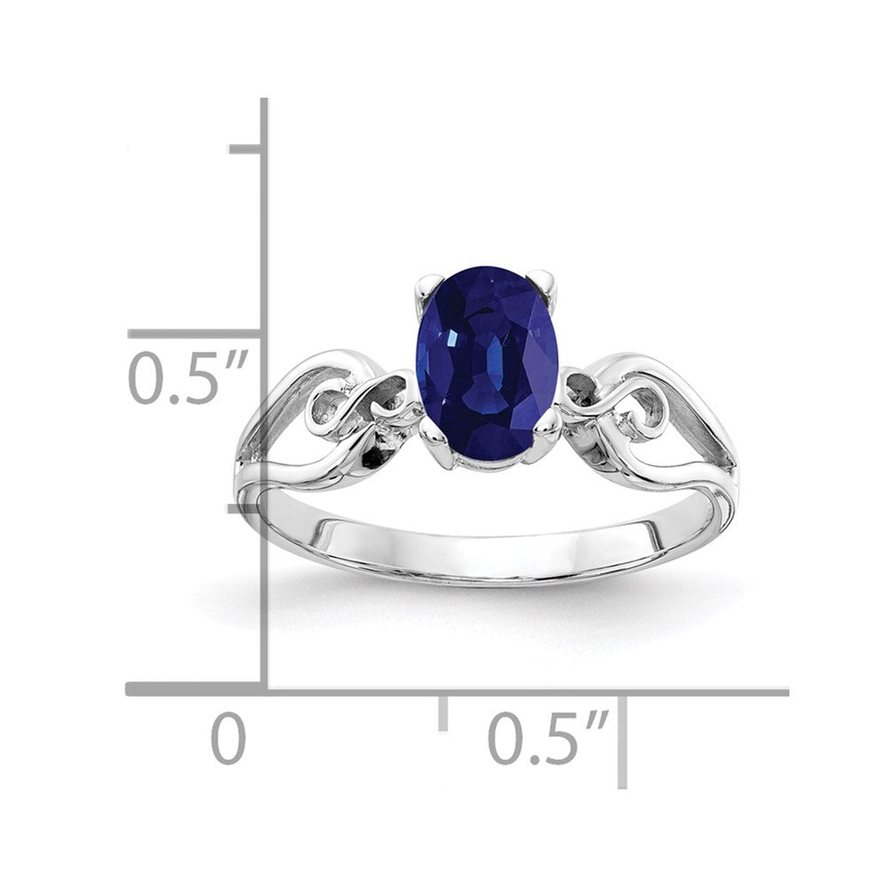 14K Weißgold Ring mit ovalem Saphir 8x6mm