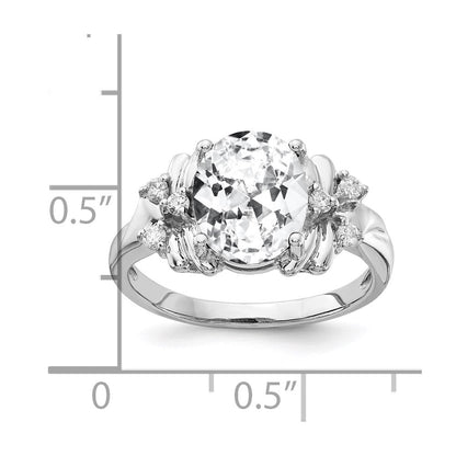 Massiv 14K Weißgold 10x8mm Oval Zirkonia Aa Synthetisch Zirkonia Ring