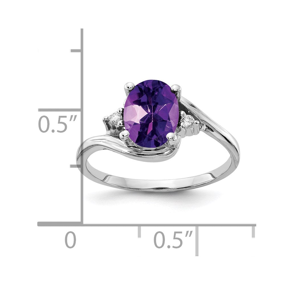 14K Weißgold 8x6mm Oval Amethyst Aaa Diamant Ring