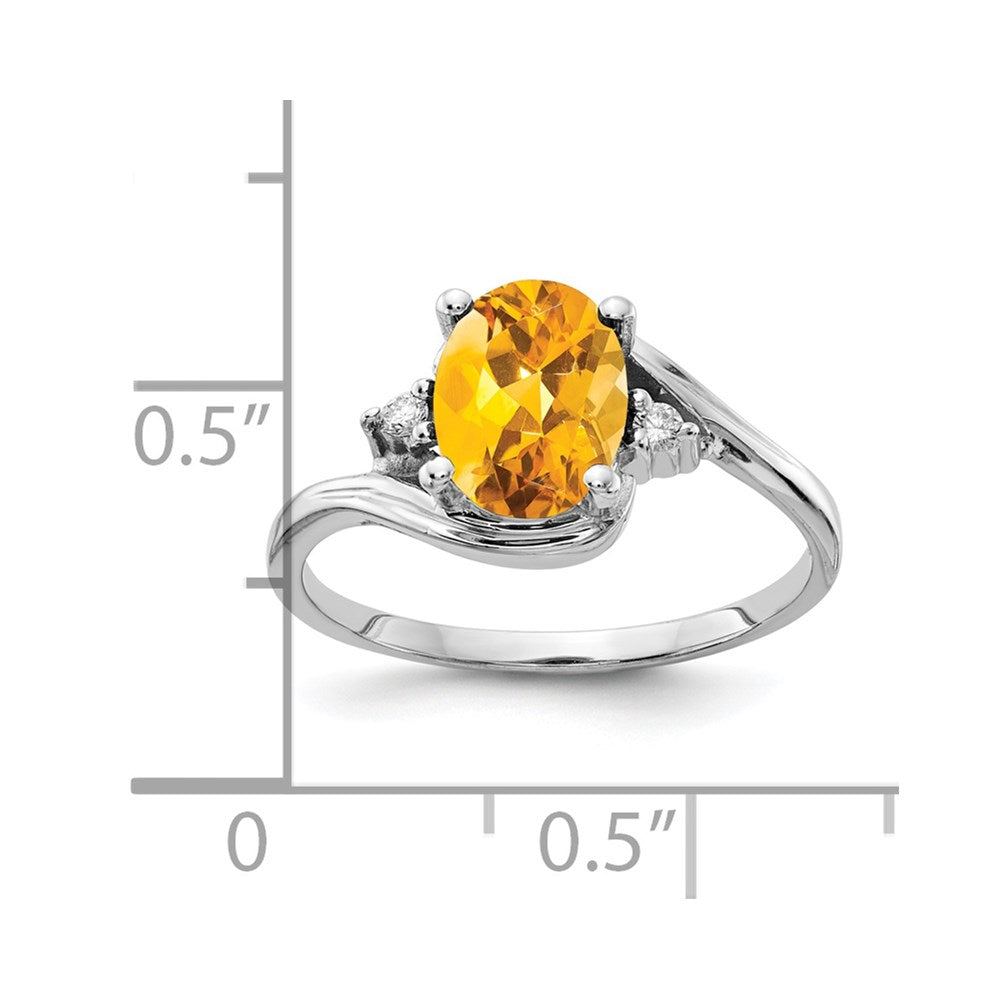 14K Weißgold 8x6mm Oval Citrin Aa Diamant Ring