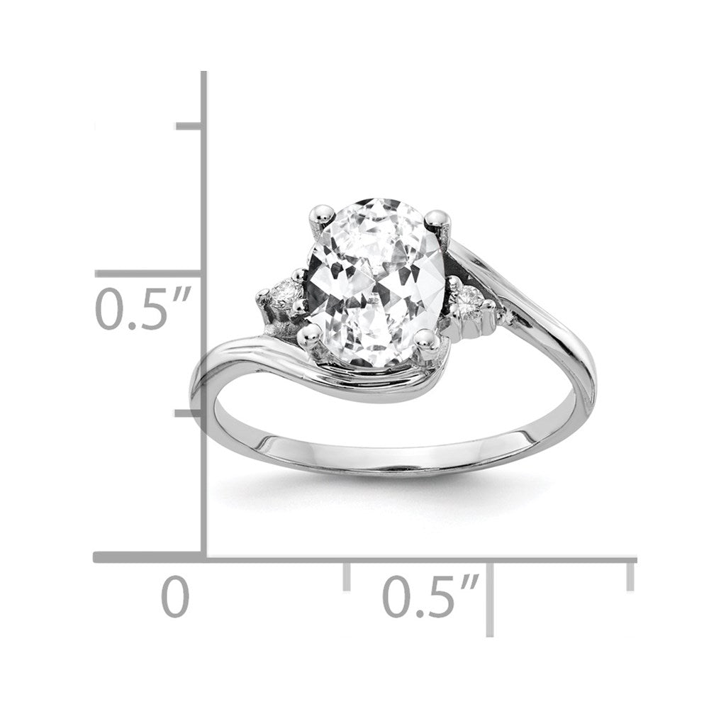 14K Weißgold 8x6mm Oval Zirkonia Aaa Diamant Ring