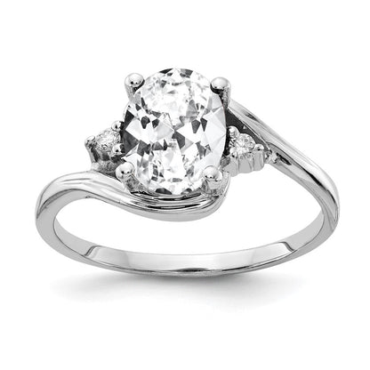 14K Weißgold 8x6mm Oval Zirkonia Vs Diamant Ring