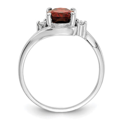 14K Weißgold 8x6mm Oval Granat Karo Vs Diamant Ring