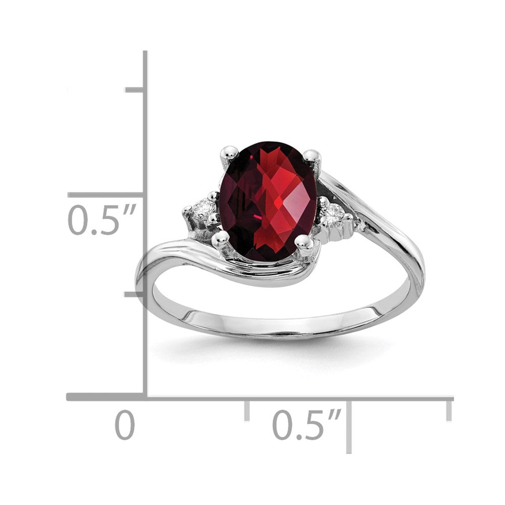 14K Weißgold 8x6mm Oval Granat A Echt Diamant Ring