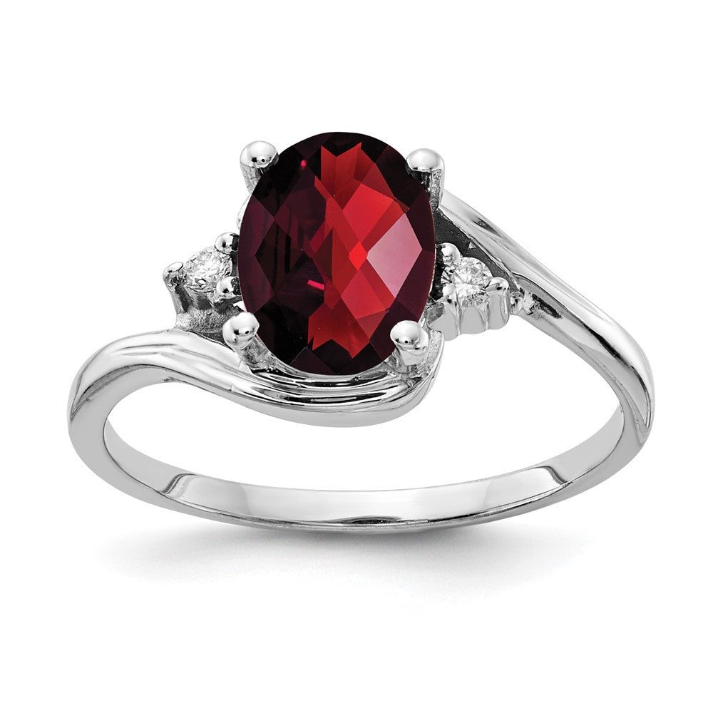 14K Weißgold 8x6mm Oval Granat Karo Vs Diamant Ring