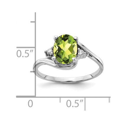 14K Weißgold 8x6mm Oval Peridot Aaa Diamant Ring
