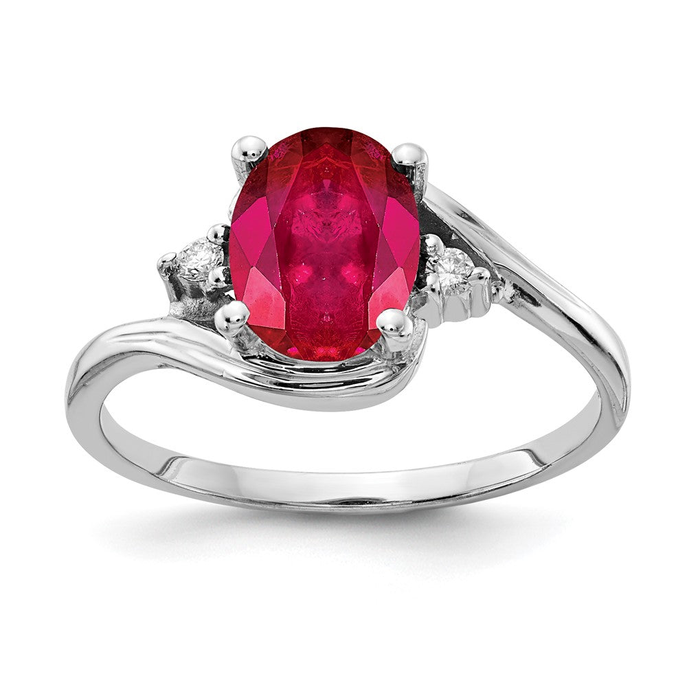 14K Weißgold 8x6mm Oval Rubin A Echt Diamant Ring
