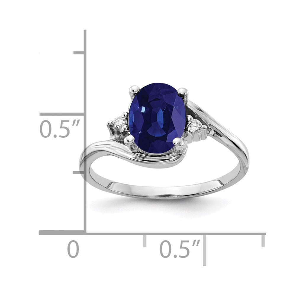 14K Weißgold 8x6mm Oval Saphir A Echt Diamant Ring