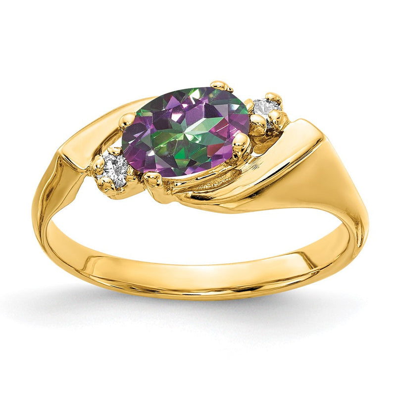 14K Gelbgold Ring mit echtem Diamant
