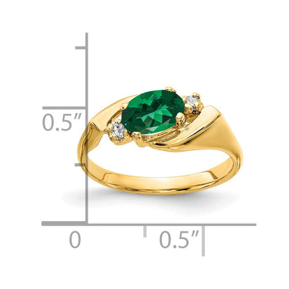 14K Gelbgold 7x5mm Oval Fassung St. Helens A Echt Diamant Ring