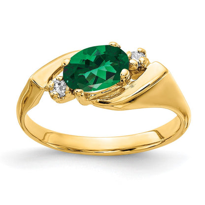 14K Gelbgold 7x5mm Oval Fassung St. Helens A Echt Diamant Ring