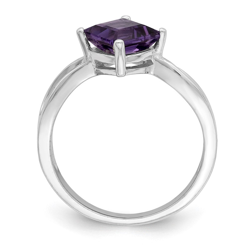 14K Weißgold Ring mit Prinzessschliff-Amethyst, 6 mm