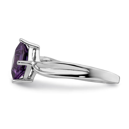 14K Weißgold Ring mit Prinzessschliff-Amethyst, 6 mm