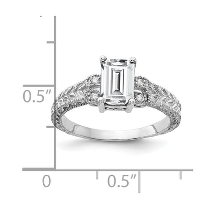 14K Weißgold 7x5mm Smaragdschliff Zirkonia Vs Diamant Ring