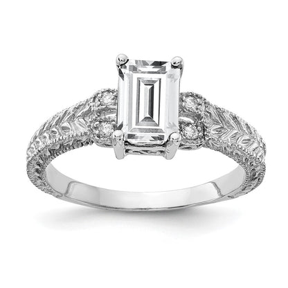 14K Weißgold 7x5mm Smaragdschliff Zirkonia Vs Diamant Ring