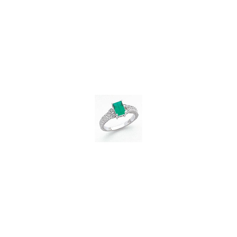 14K Weißgold 7x5mm Smaragdschliff Fassung St. Helens Diamant Ring