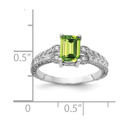 14K Weißgold 7x5mm Smaragdschliff Peridot Aaa Diamant Ring