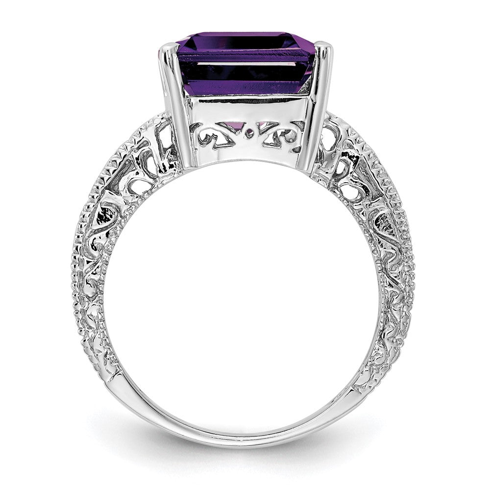 14K Weißgold 12x10mm Smaragdschliff Amethyst A Echt Diamant Ring