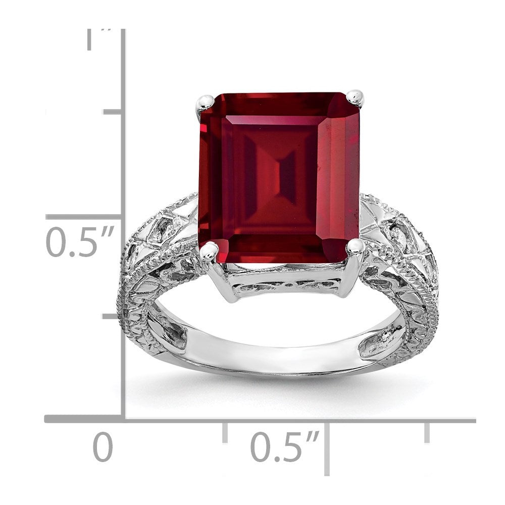 14K Weißgold 12x10mm Smaragdschliff Erzeugt Rubin A Echt Diamant Ring