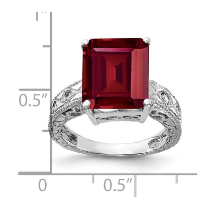 14K Weißgold 12x10mm Smaragdschliff Erzeugt Rubin A Echt Diamant Ring