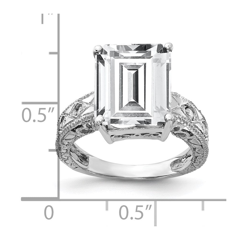 14K Weißgold 12x10mm Smaragdschliff Zirkonia Aaa Diamant Ring