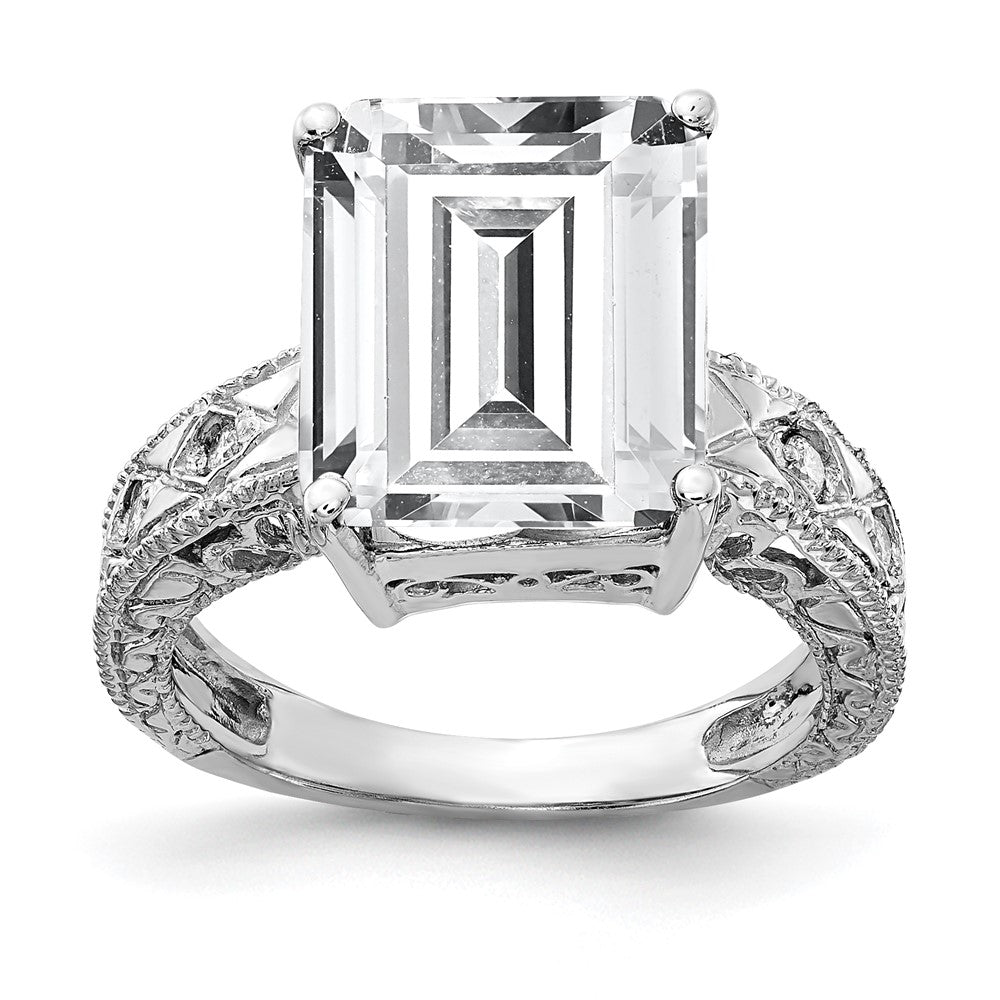14K Weißgold 12x10mm Smaragdschliff Zirkonia Aaa Diamant Ring