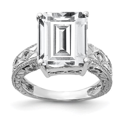 14K Weißgold 12x10mm Smaragdschliff Zirkonia Aaa Diamant Ring