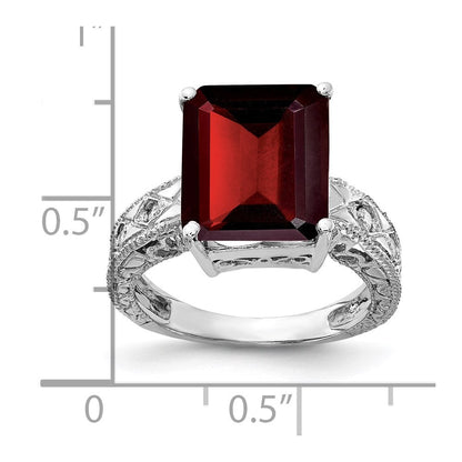 14K Weißgold 12x10mm Smaragdschliff Granat Aaa Diamant Ring