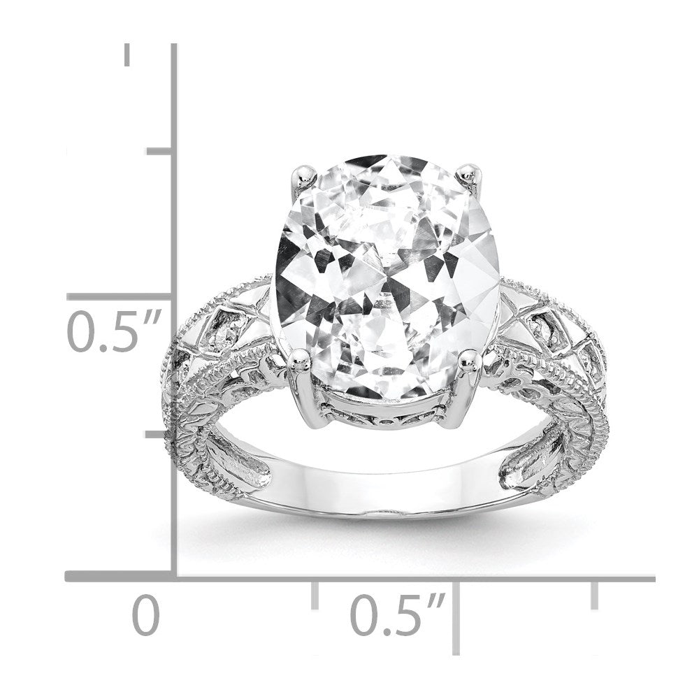 14K Weißgold 12x10mm Oval Zirkonia Aa Diamant Ring