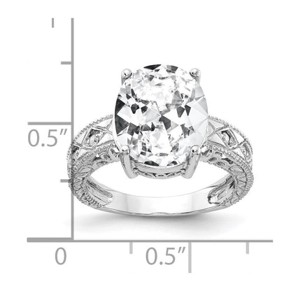 14K Weißgold 12x10mm Oval Zirkonia Aa Diamant Ring