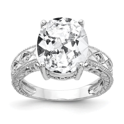 14K Weißgold 12x10mm Oval Zirkonia Aa Diamant Ring