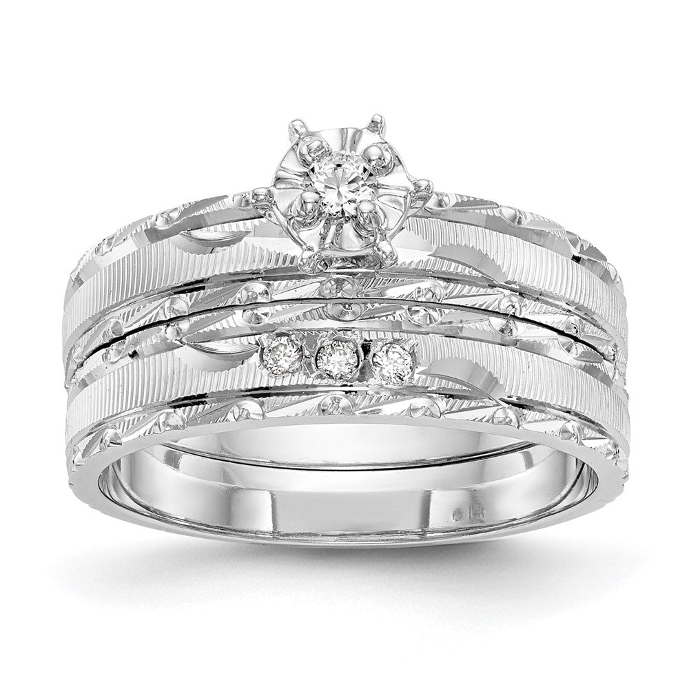 14K Weißgold Trio-Verlobungsring in AA-Qualität