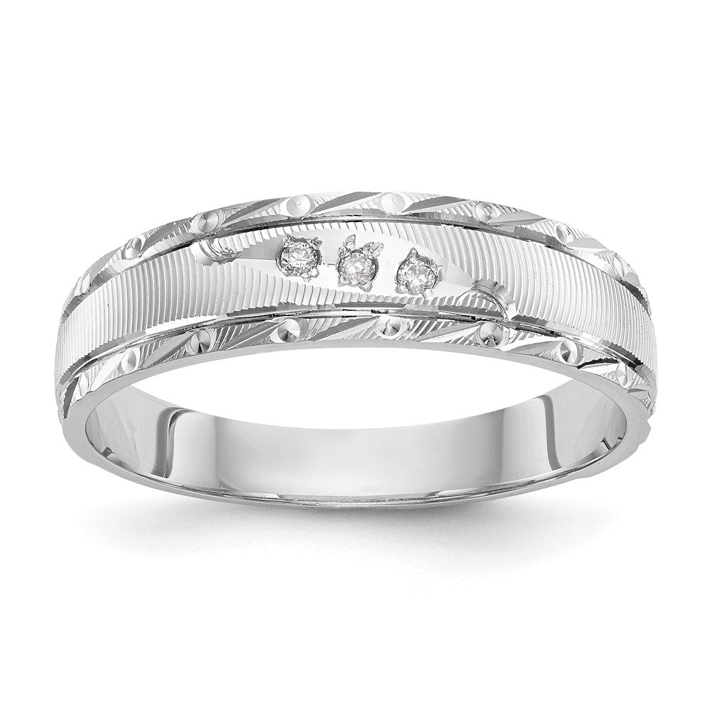 14K Weißgold Aa Qualität.03 Karat Diamant Trio Herren Komplett Ehering
