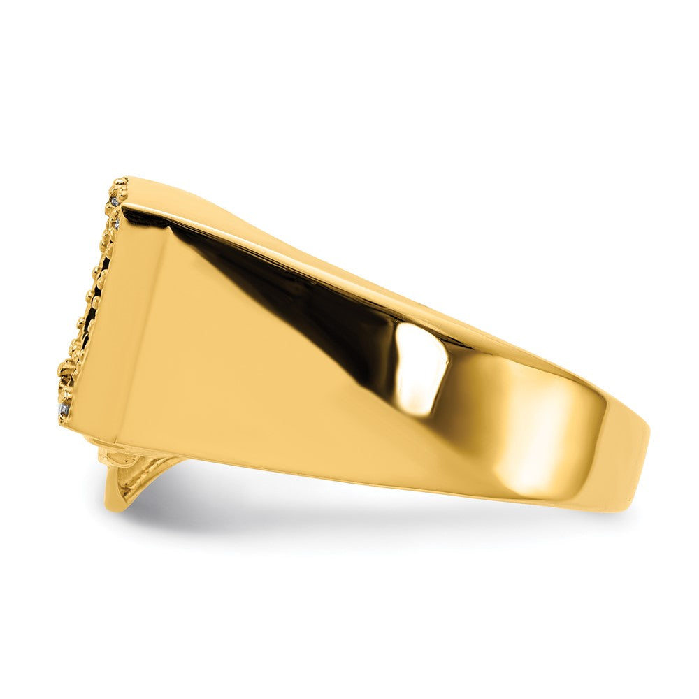 14K Gelbgold Herrenring mit echtem Diamant
