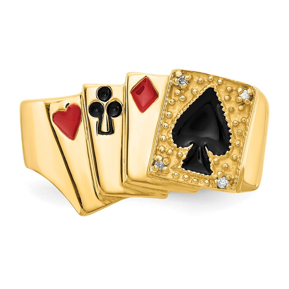 14K Gelbgold Herrenring mit echtem Diamant