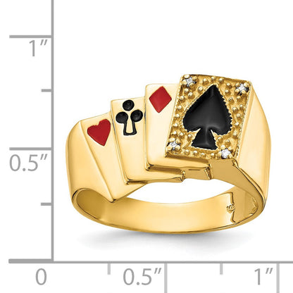 14K Gelbgold Herrenring mit echtem Diamant
