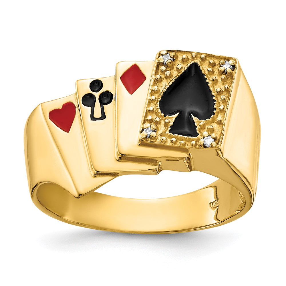 14K Gelbgold Herrenring mit echtem Diamant