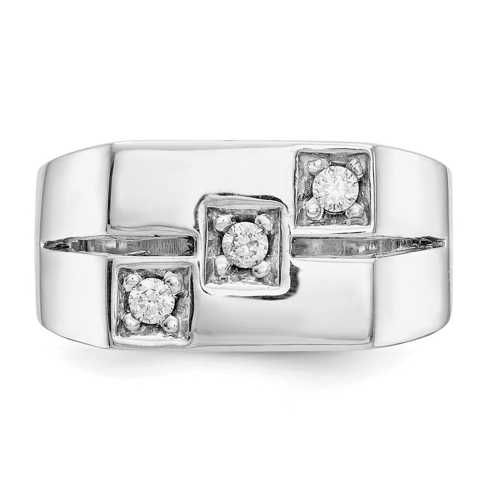 Herrenring aus 14K Weißgold mit natürlichem Diamant