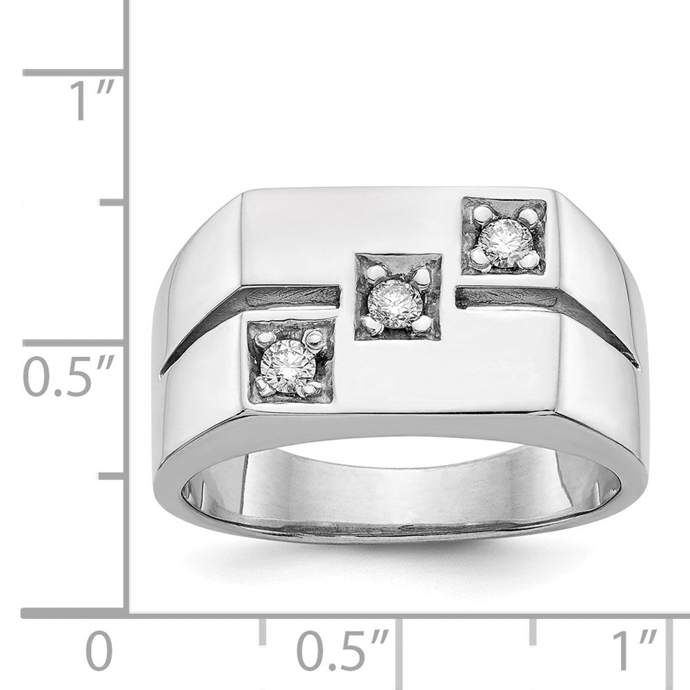 Herrenring aus 14K Weißgold mit natürlichem Diamant, VS
