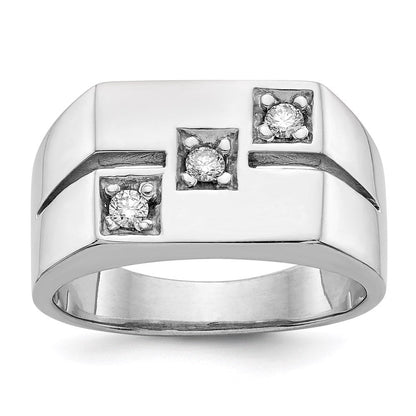 Herrenring aus 14K Weißgold mit natürlichem Diamant, VS