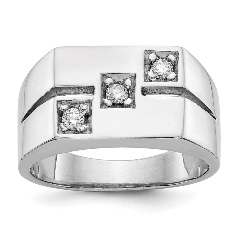 Herrenring aus 14K Weißgold mit natürlichem Diamant, VS