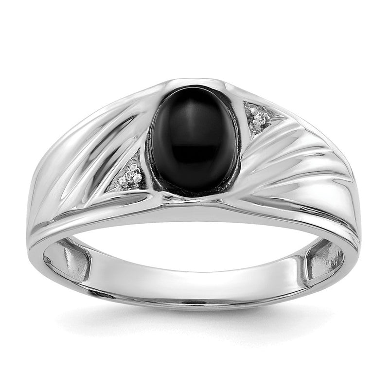 14K Weißgold Herrenring mit echtem Diamanten