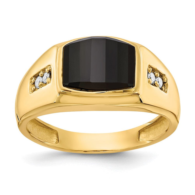 14K Gelbgold Herrenring mit echten AAA-Diamanten