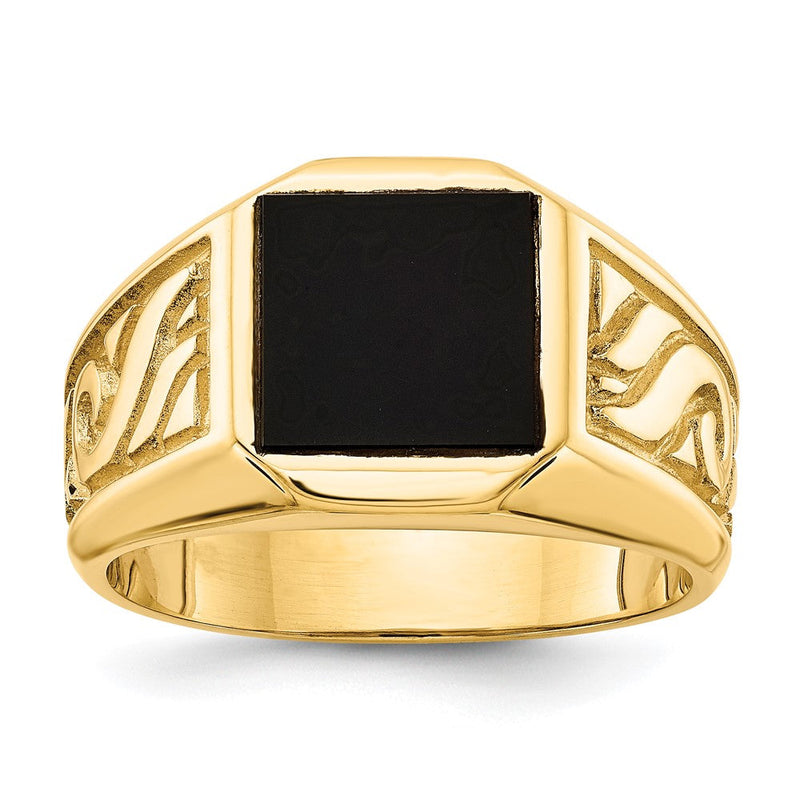 14K Gelbgold Herren-Onyx-Ring