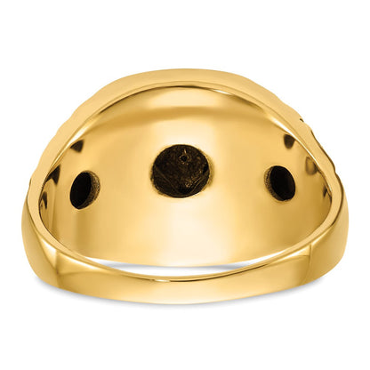 14K Gelbgold polierter Ring mit antikisierter Nugget-Textur und Diamanten in AA-Qualität, Freimaurer-Design
