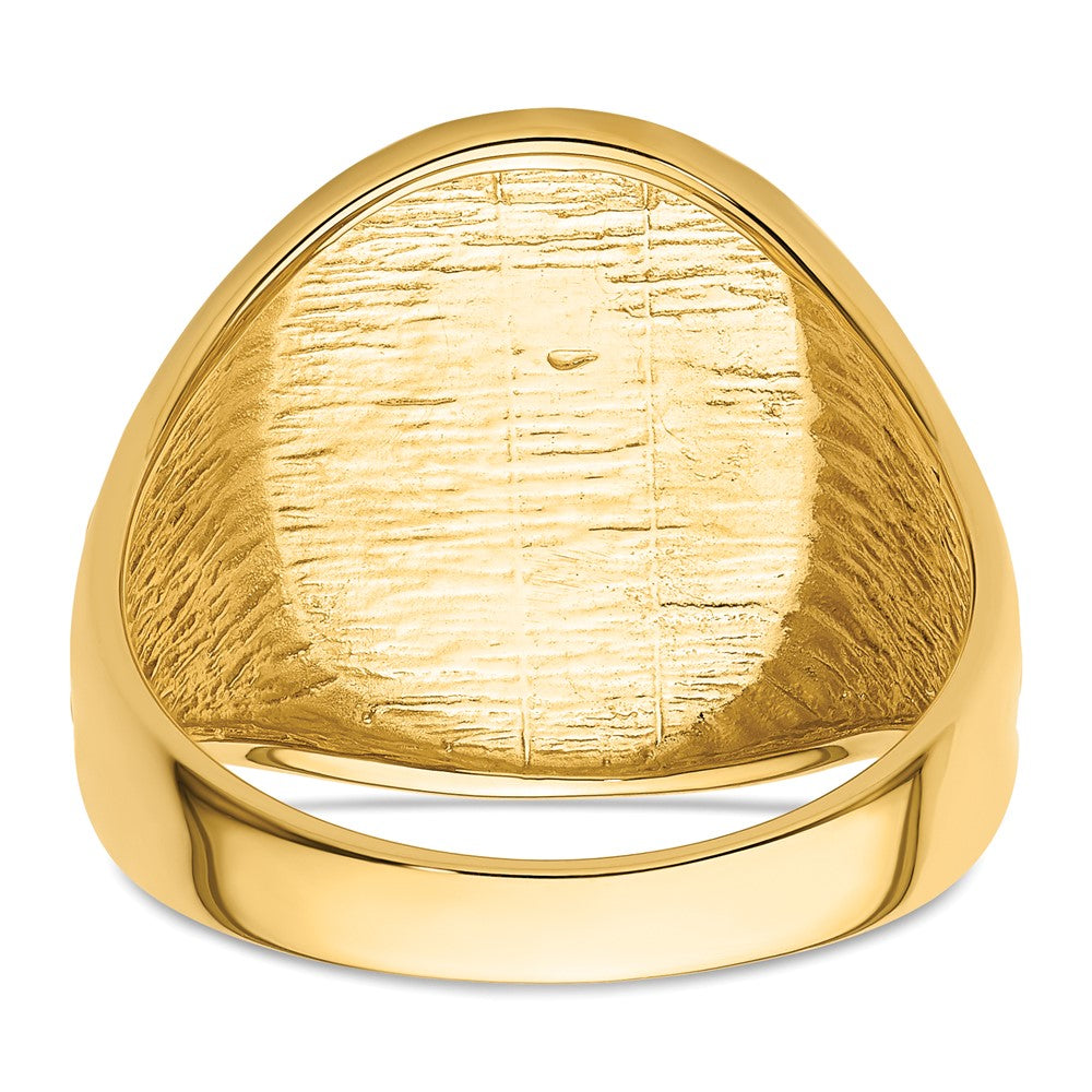 14K Gelbgold Herren-Siegelring, poliert und geriffelt (nicht emailliert), Freimaurer-Motiv