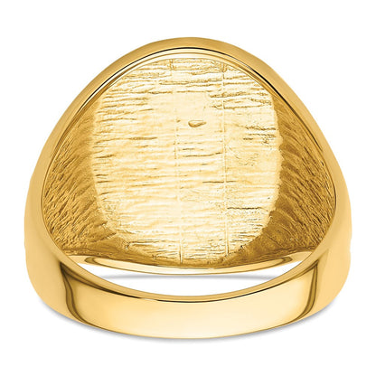 14K Gelbgold Herren-Siegelring, poliert und geriffelt (nicht emailliert), Freimaurer-Motiv