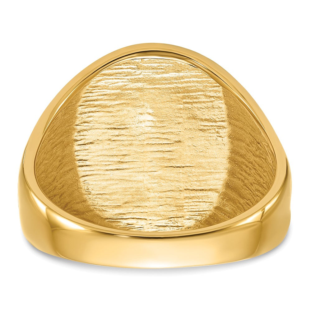 14K Gelbgold Herren-Siegelring, poliert und geriffelt, mit schwarzer Emaille, freimaurerisch