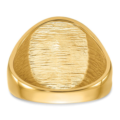 14K Gelbgold Herren-Siegelring, poliert und geriffelt, mit schwarzer Emaille, freimaurerisch